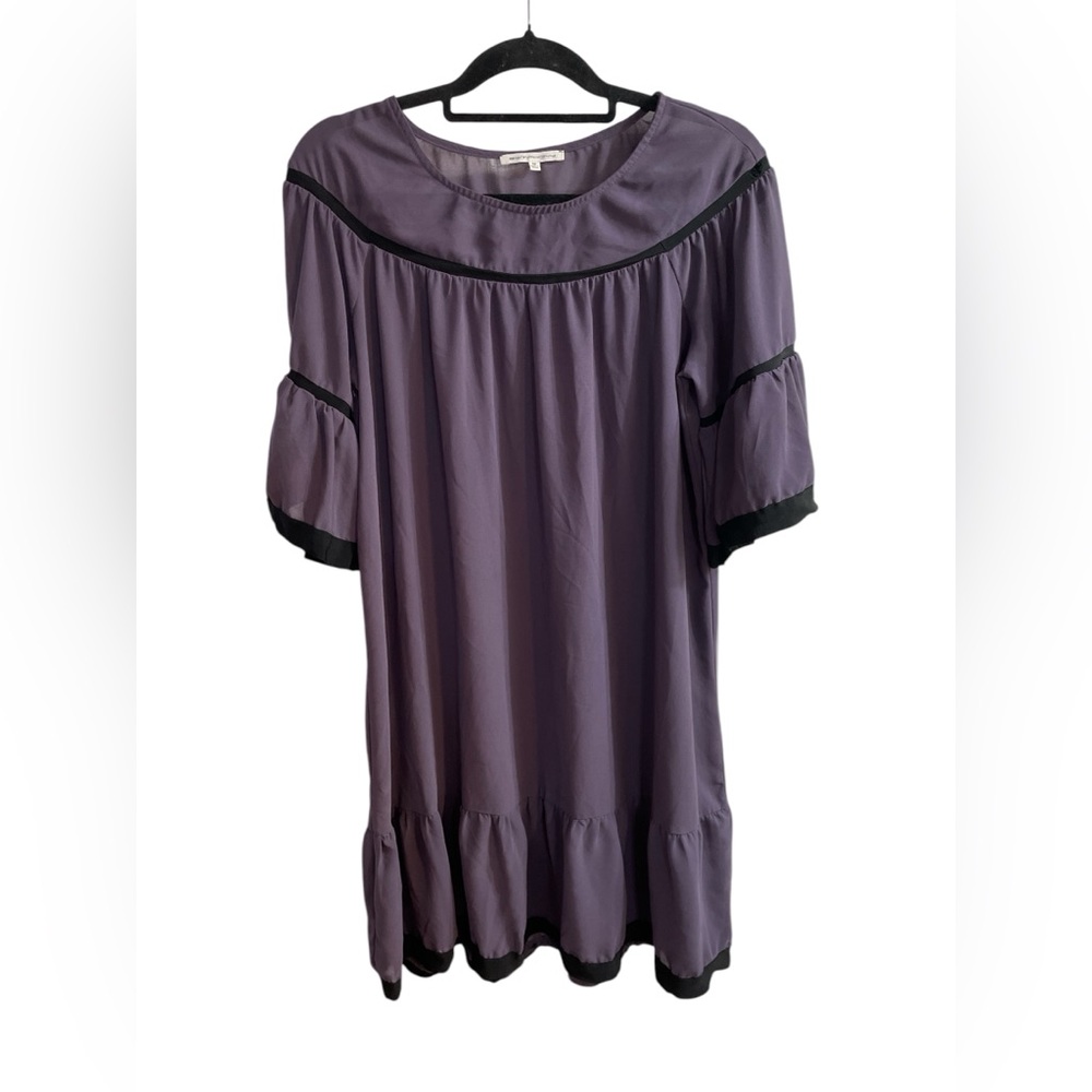 Symphony Purple Sheer Dress Medium Black Trim Boho Romantic Dark Feminine